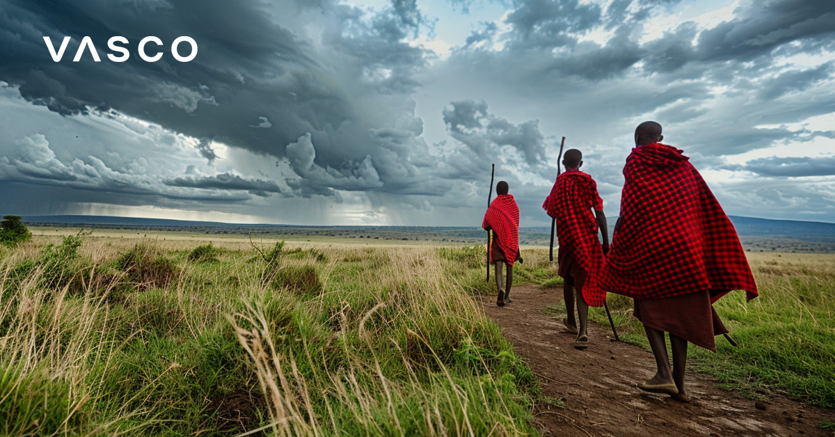 O imagine cu locuitori nativi ai Africii călătorind.