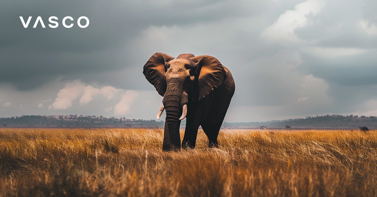 Un elefant călătorind prin ținutul african.