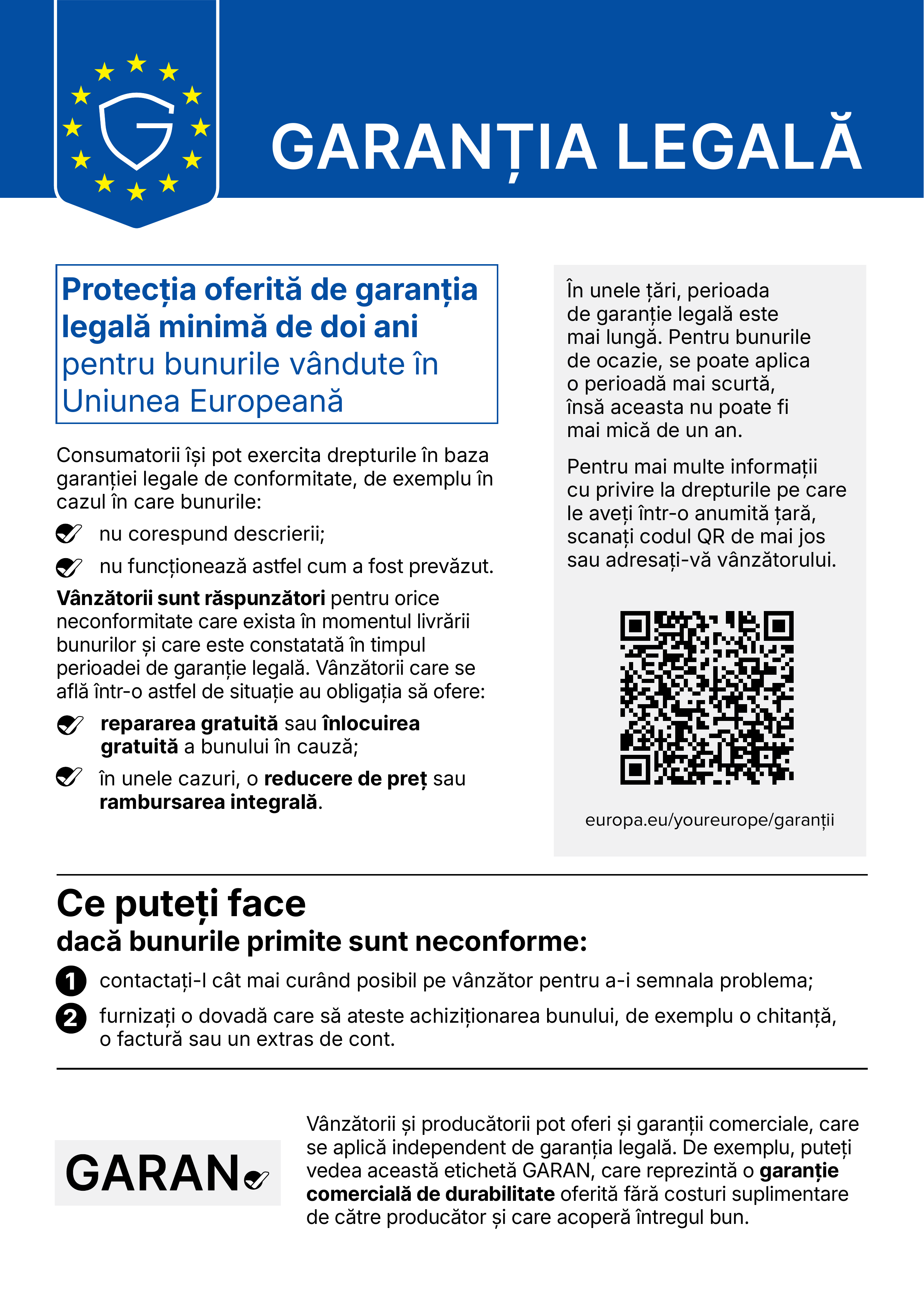 Drepturile dumneavoastră legale de garanție